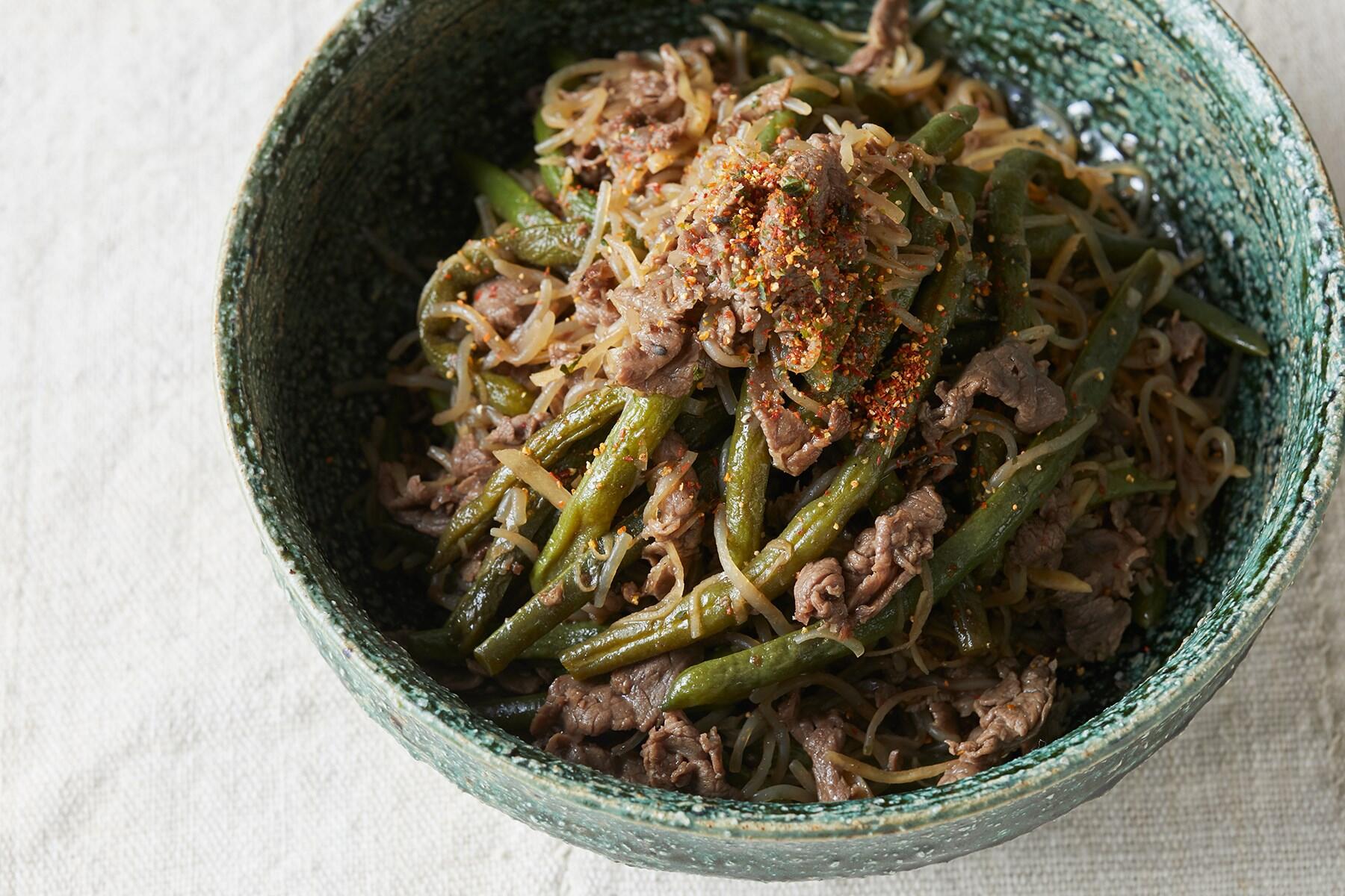 ご飯が進む濃厚甘辛味！“いんげんと牛肉のしらたき煮”