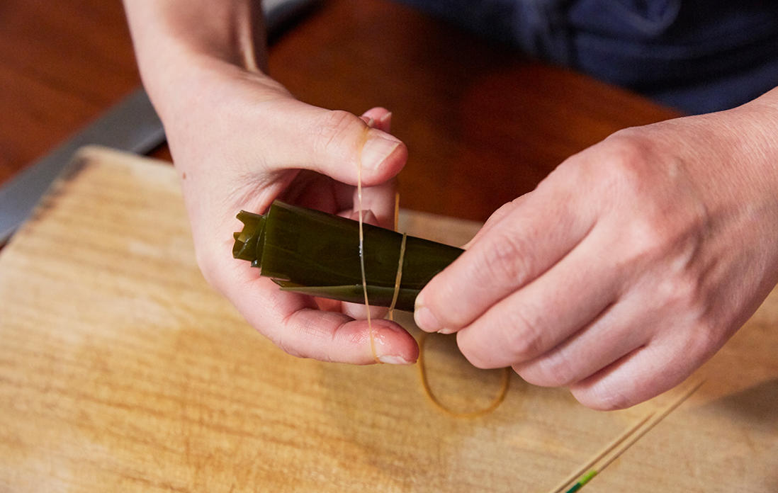 3.ゴムで留めてしっかり固定。