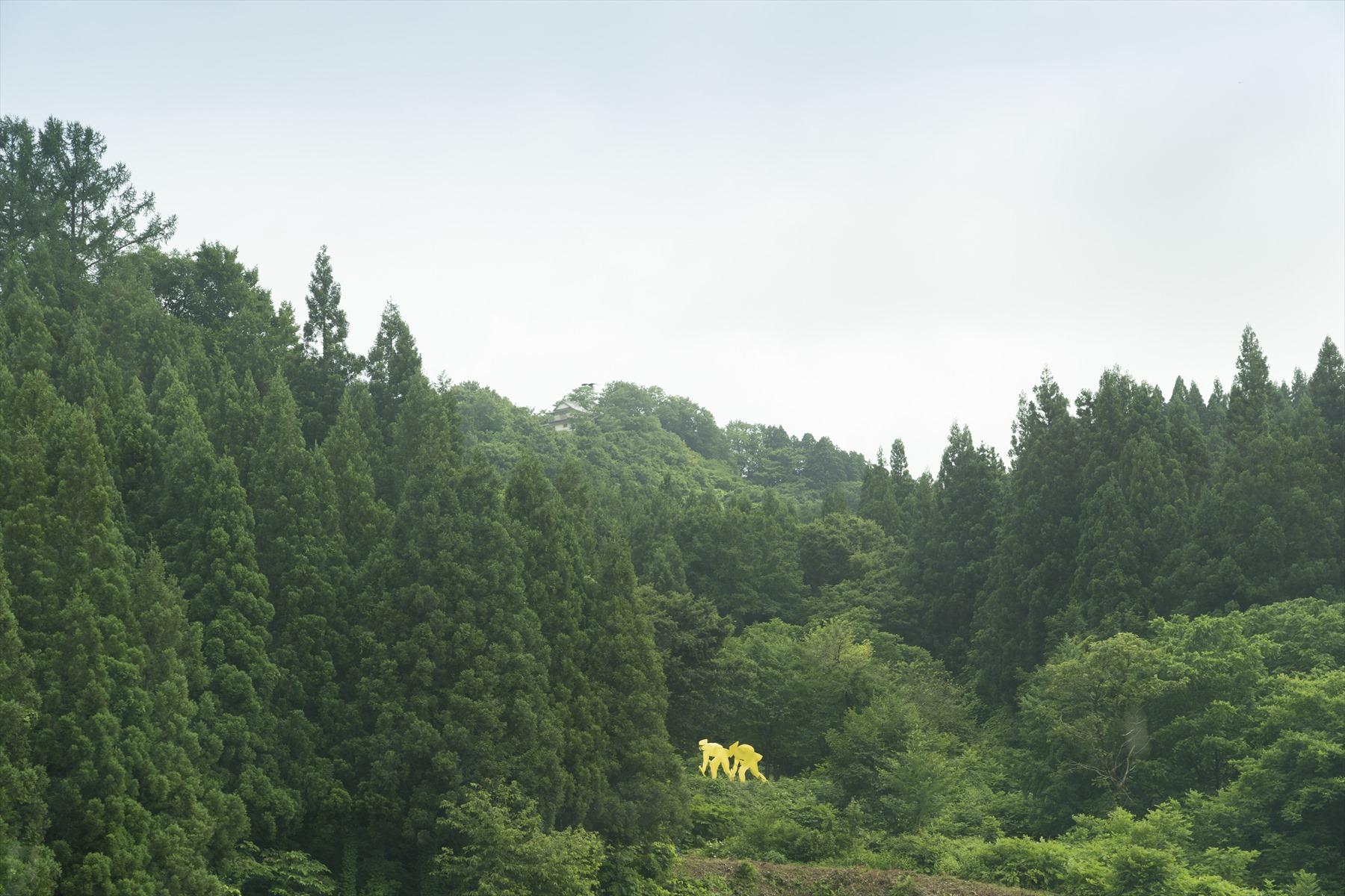 棚田へと向かう途中、ロシアのアーティストであるイリヤ&エミリア・エリコフさんの作品「棚田」が目に飛び込んでくる。