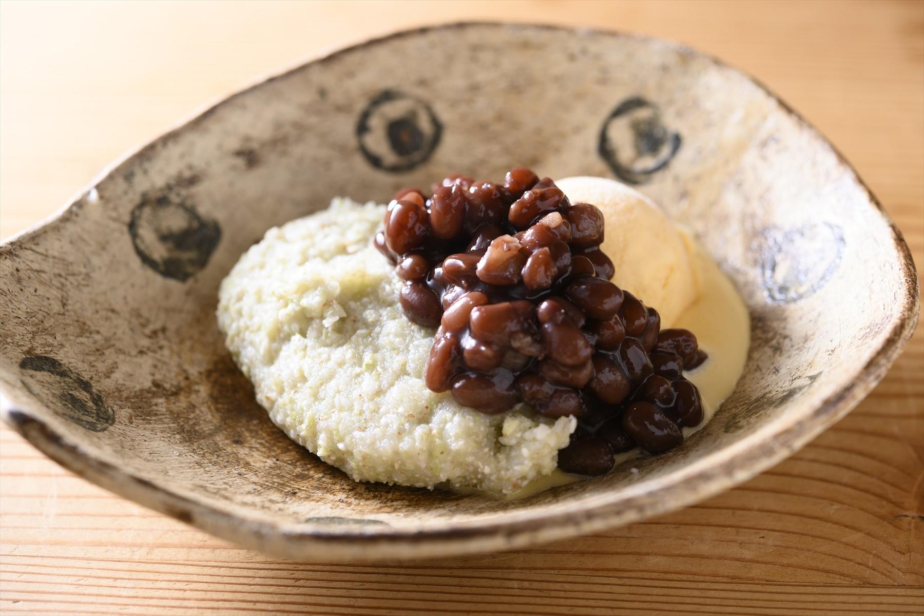 そばがきクリームぜんざい