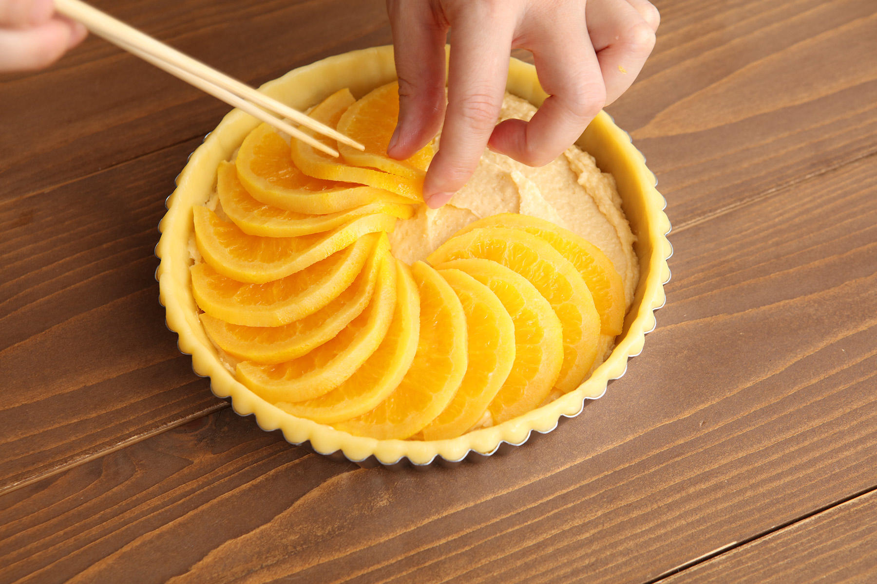 オレンジを並べる