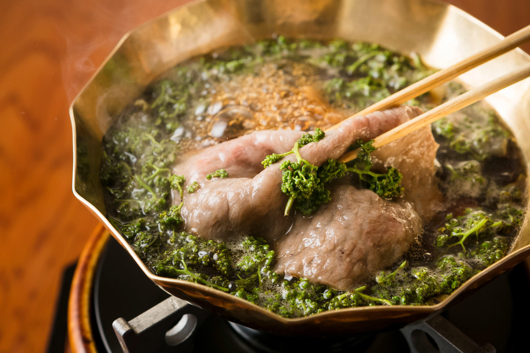 牛ロース 筍 花山椒のすき焼き