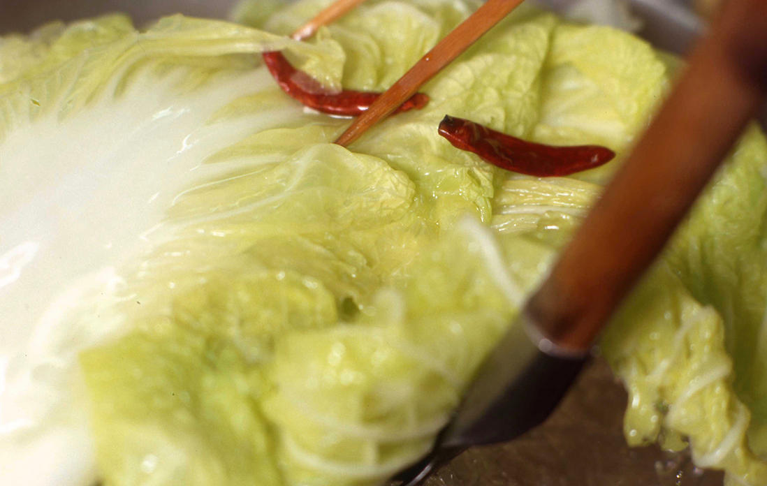 白菜を下ゆでする