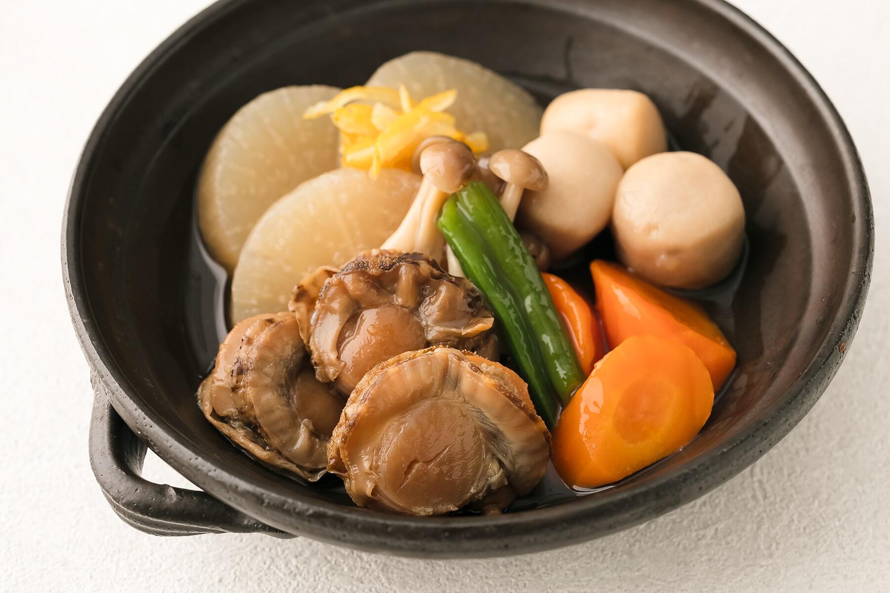 北海道産ほたてのしぐれ煮と大根の炊き合わせ 柚子添え