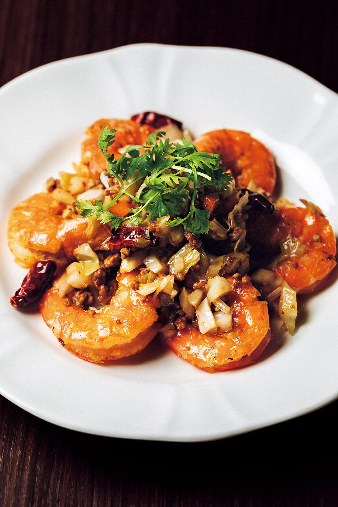 有頭エビの泡菜炒め