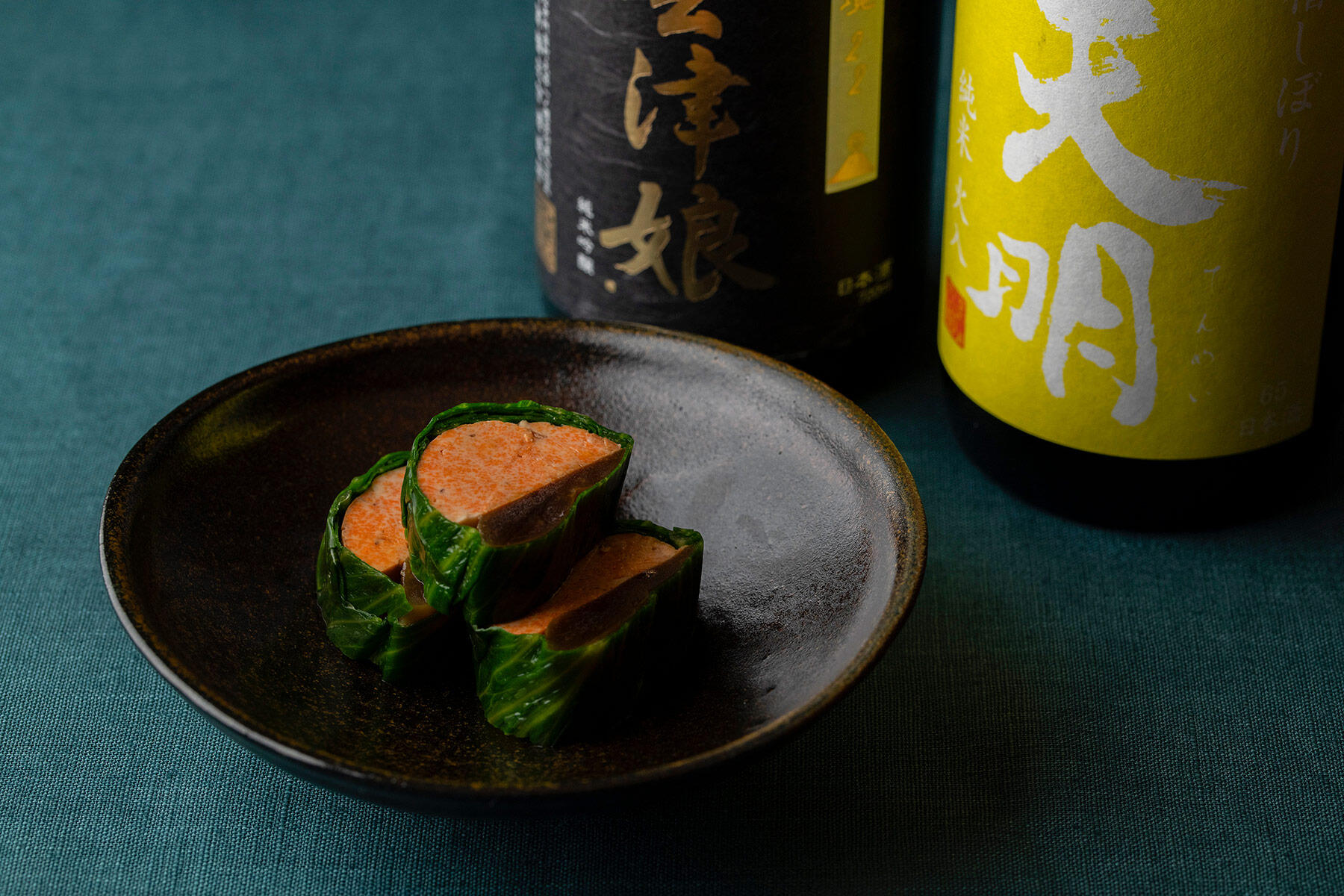 あん肝と奈良漬けのレタス巻き