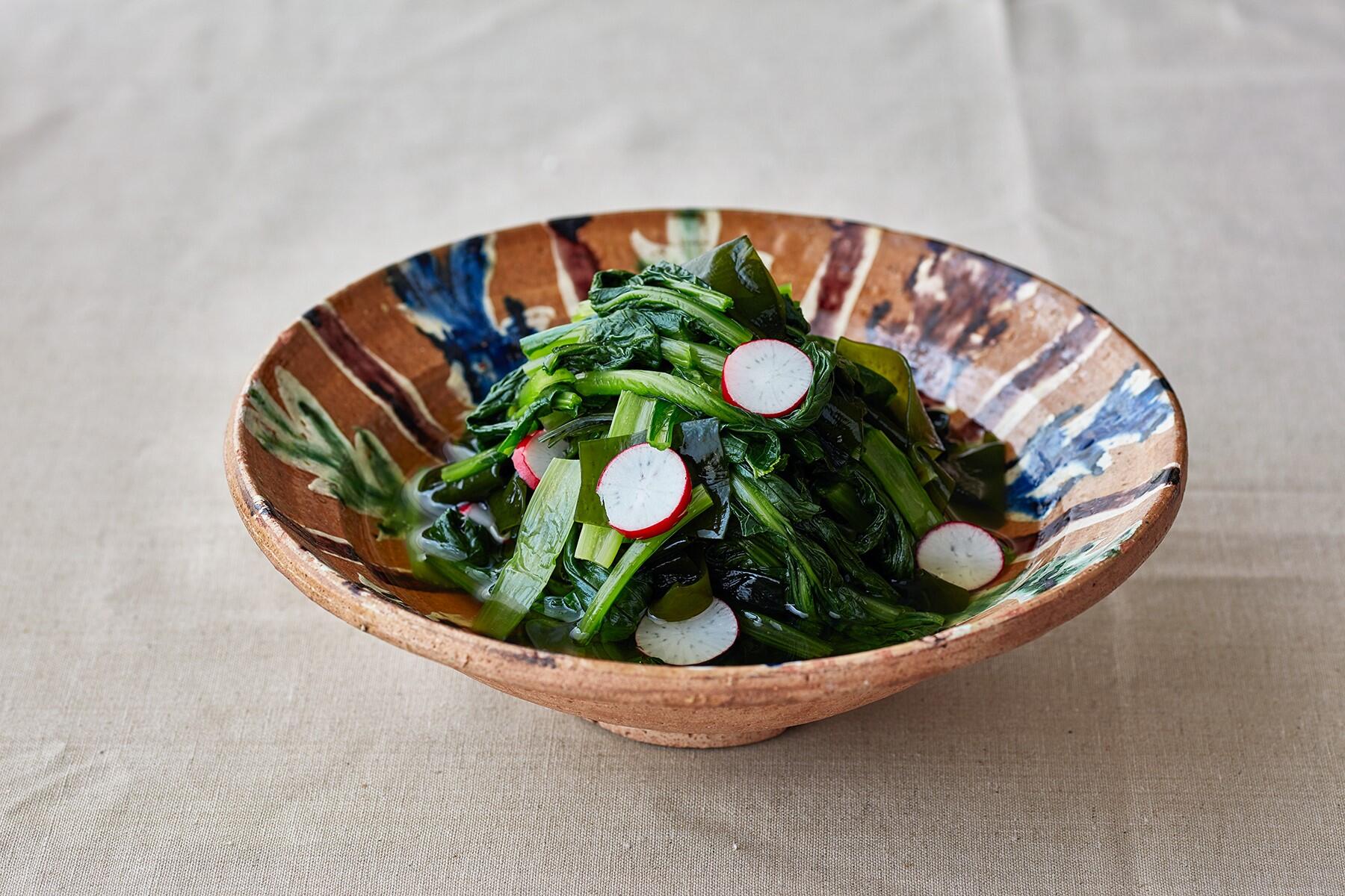 新わかめと小松菜のだし浸し