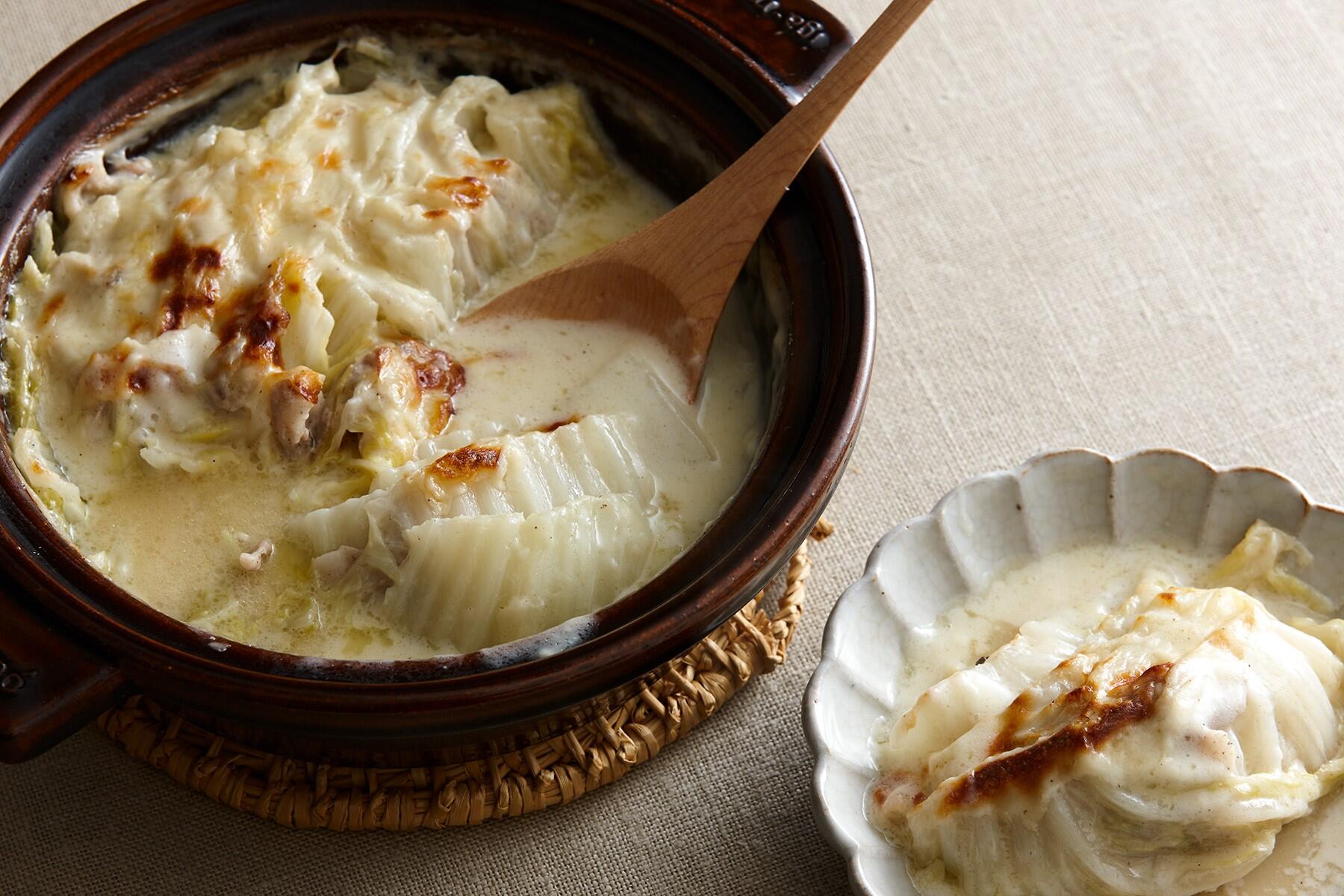 軽やかな美味しさ“白菜と豚肉のミルフィーユグラタン”