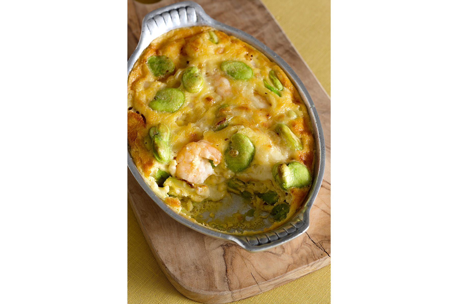 そら豆と海老のキッシュ風グラタン