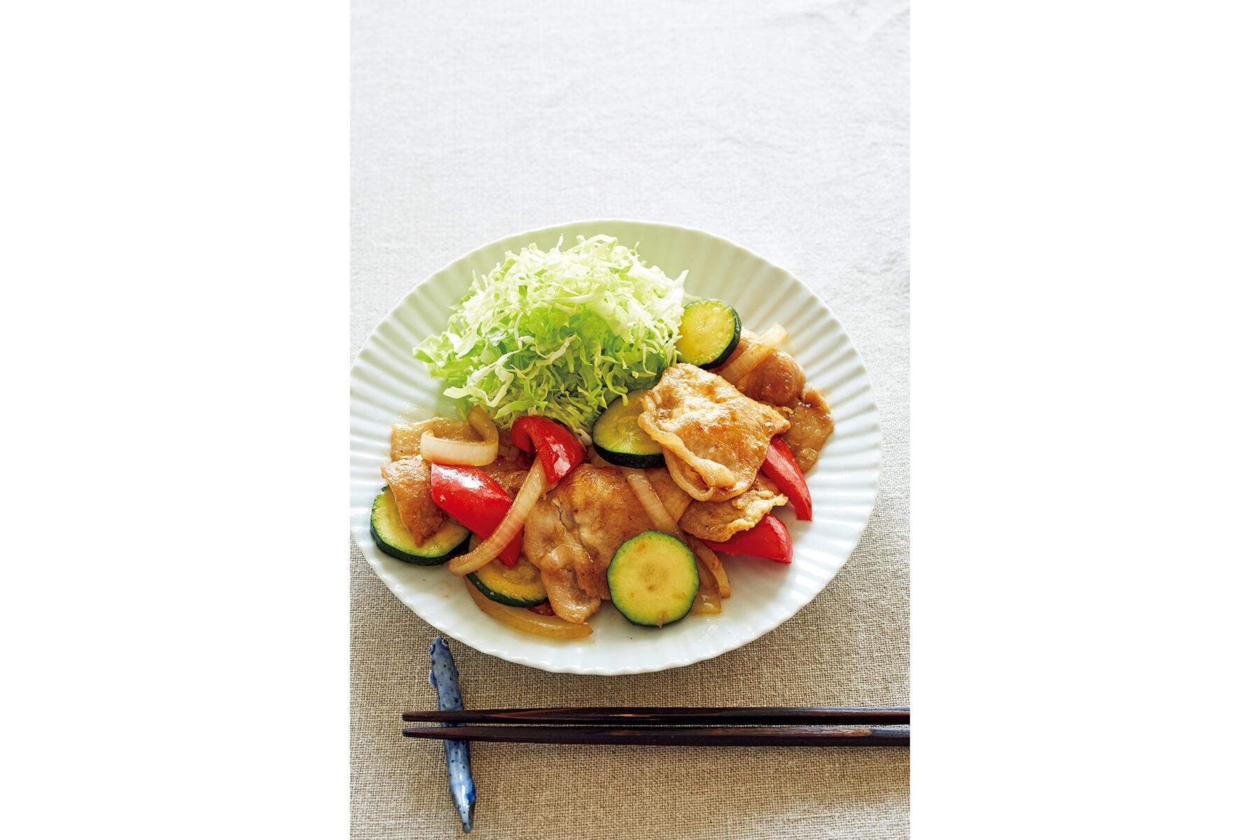 夏野菜と豚の生姜焼き