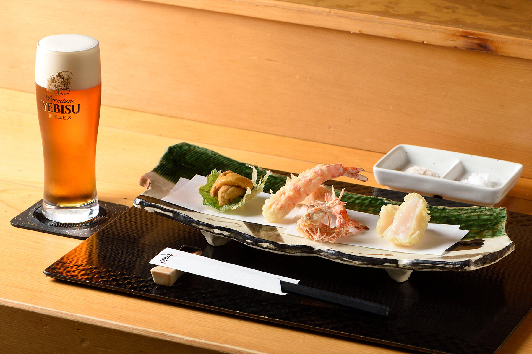 琥珀ヱビスと料理