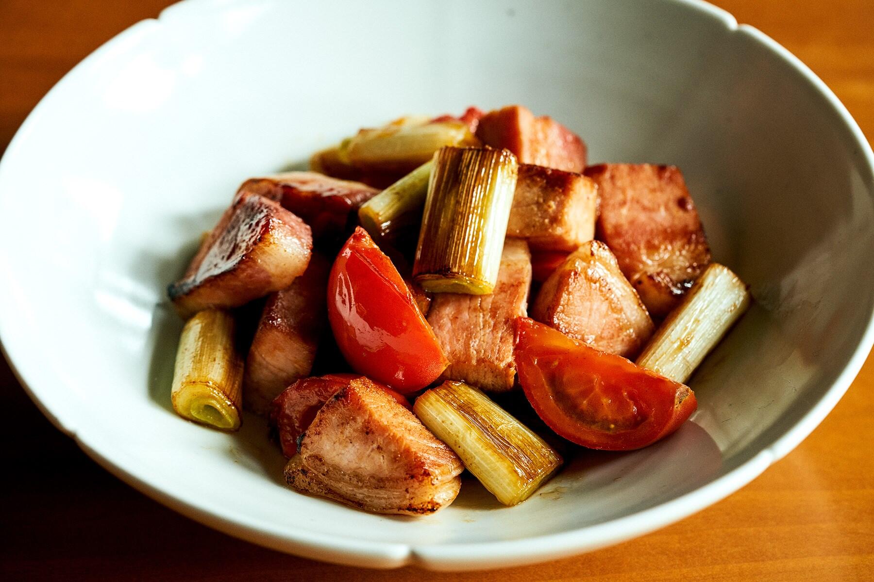 ねぎとハムの炒め物
