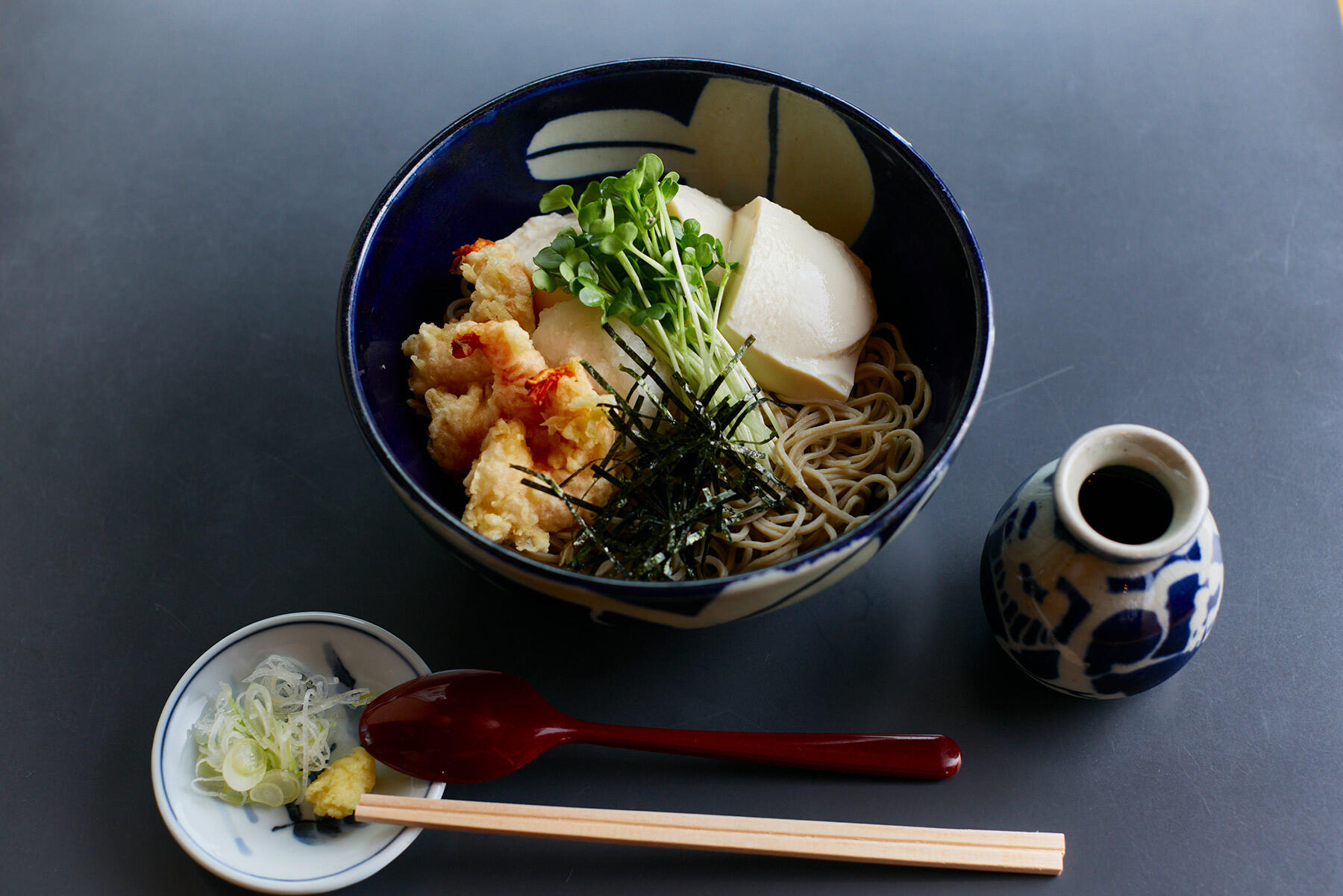 豆腐と小海老天のそば