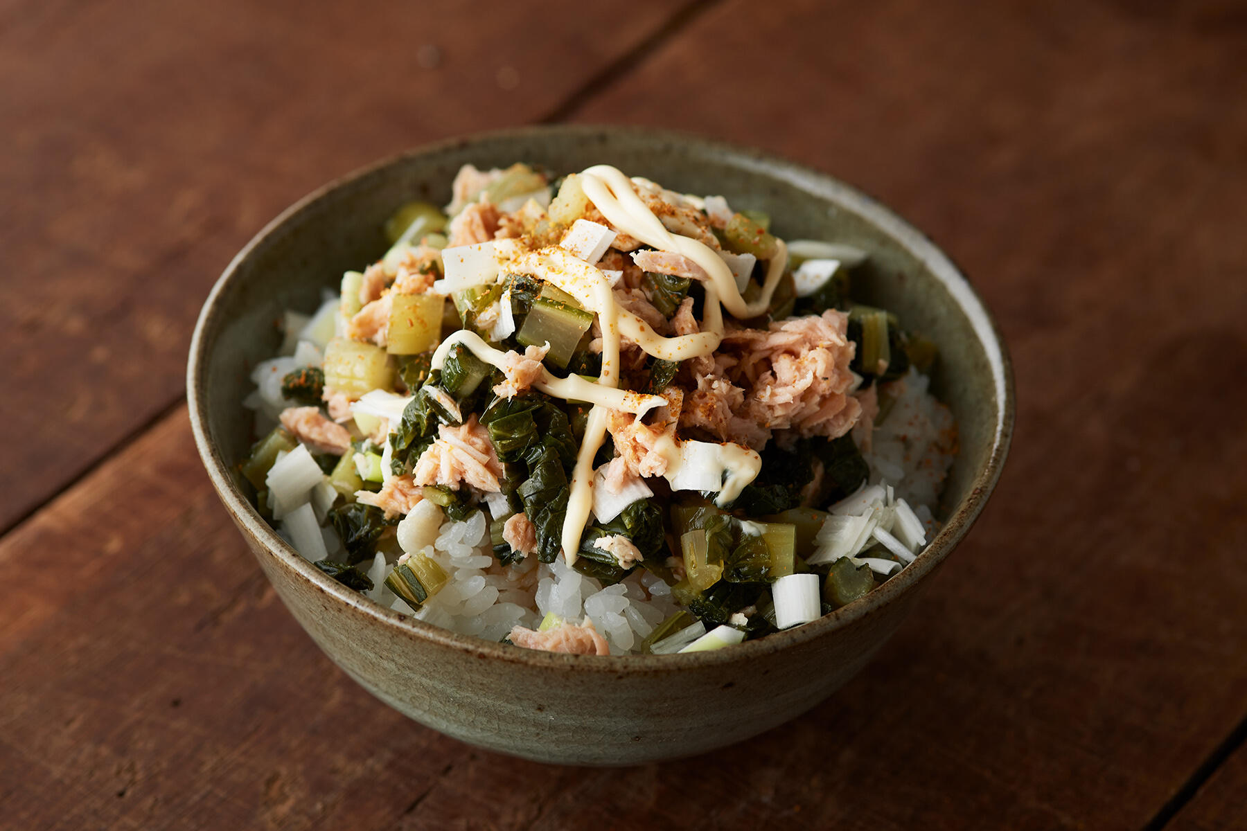 食べごたえ抜群の“ツナと野沢菜のマヨ丼”