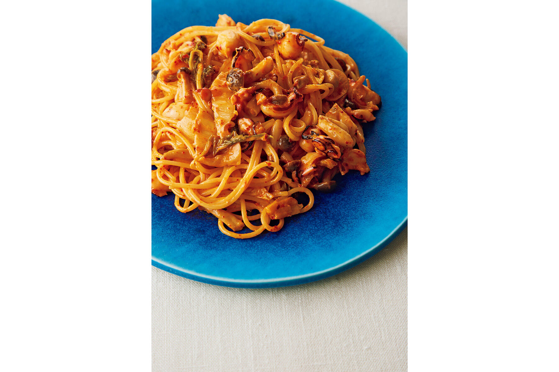 パンチのある美味しさ！“タコキムチスパゲッティ”