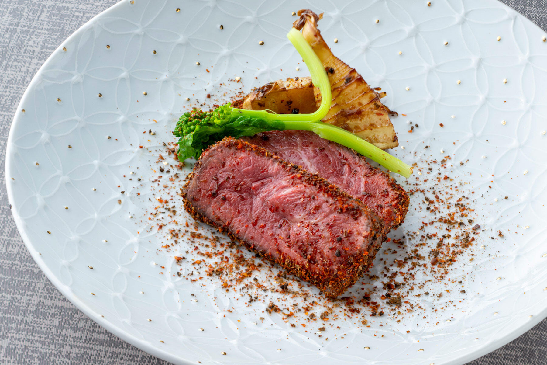 博多和牛ロースト　合馬たけのこ　醤油の華