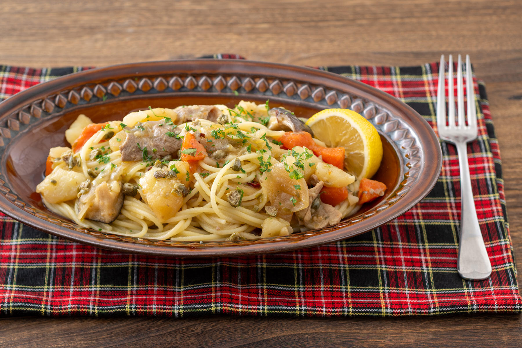 肉じゃがのパスタ・アラ・グラッサ