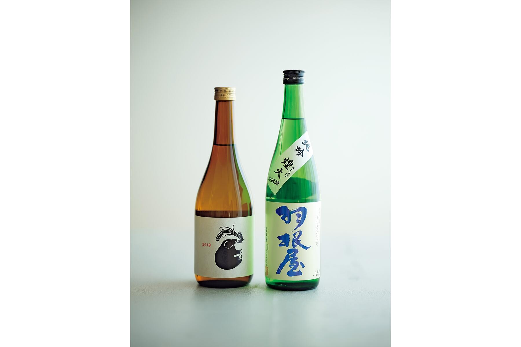 右から羽根屋純米吟醸煌火、山形正宗稲造。
