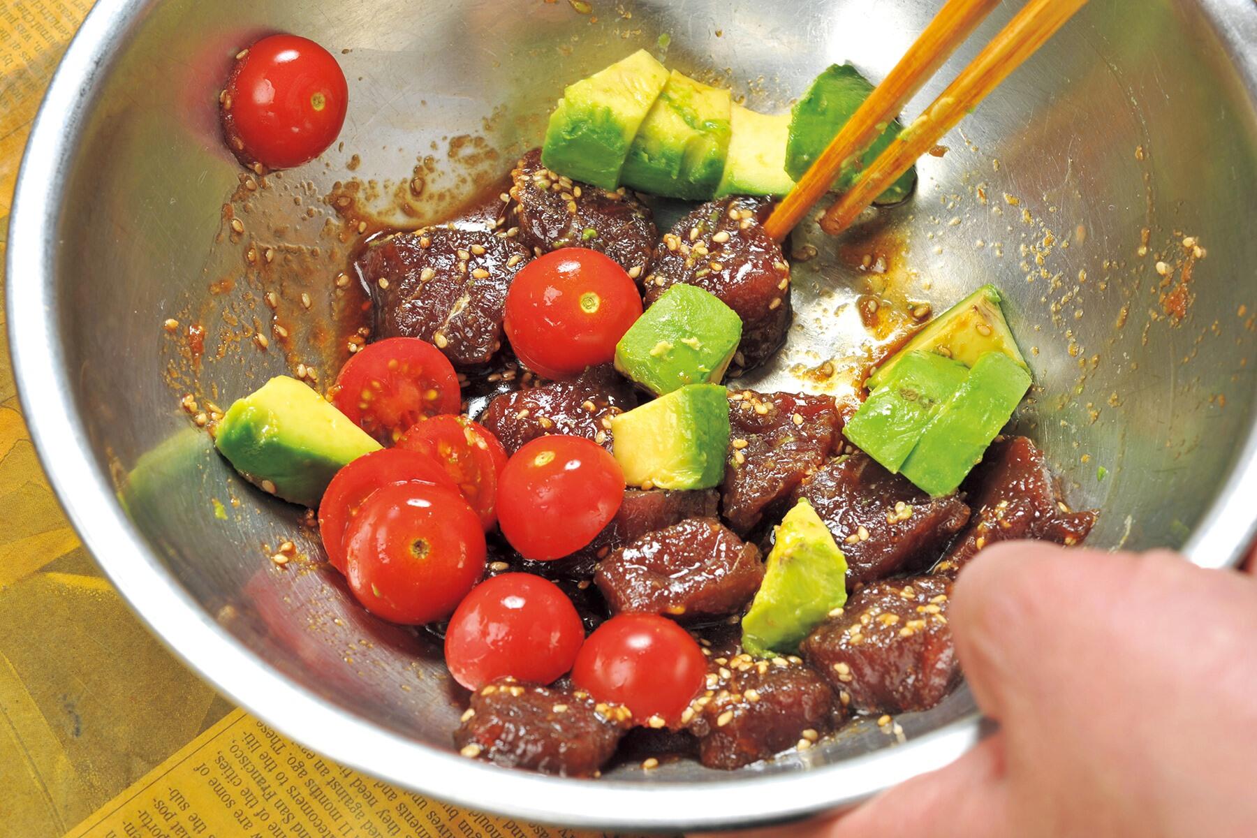 づけだれと和える