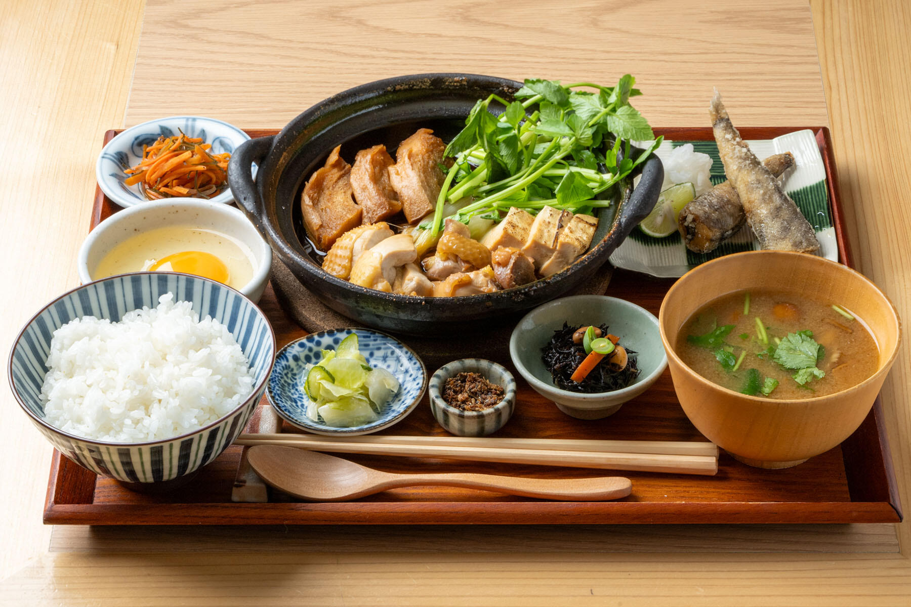 川俣シャモの鶏すき鍋定食