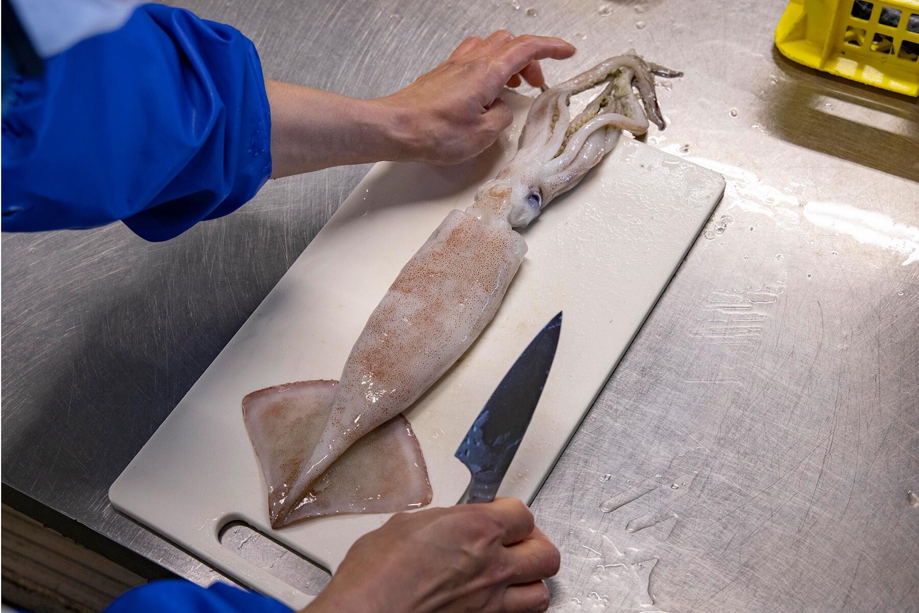 イカを逆さに置く