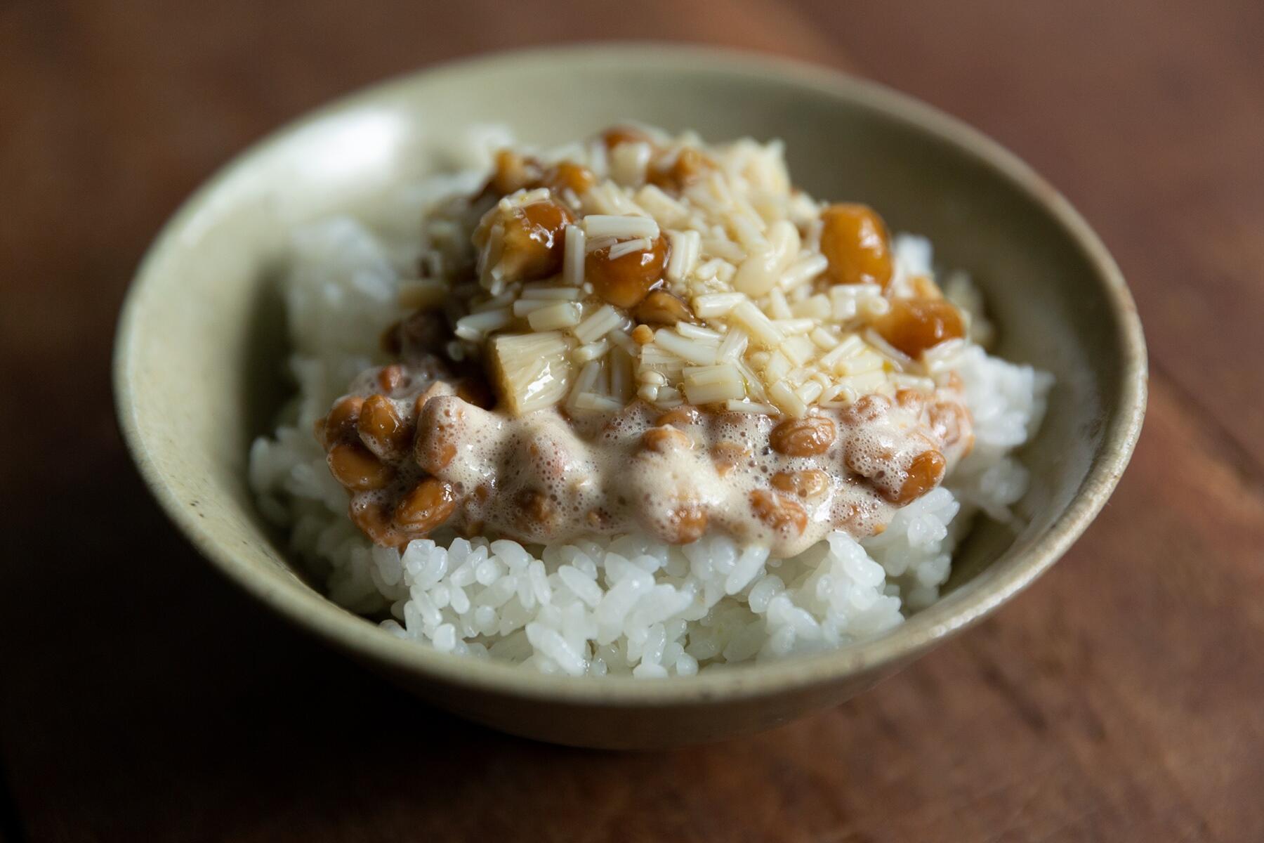 なめ茸酢納豆ご飯