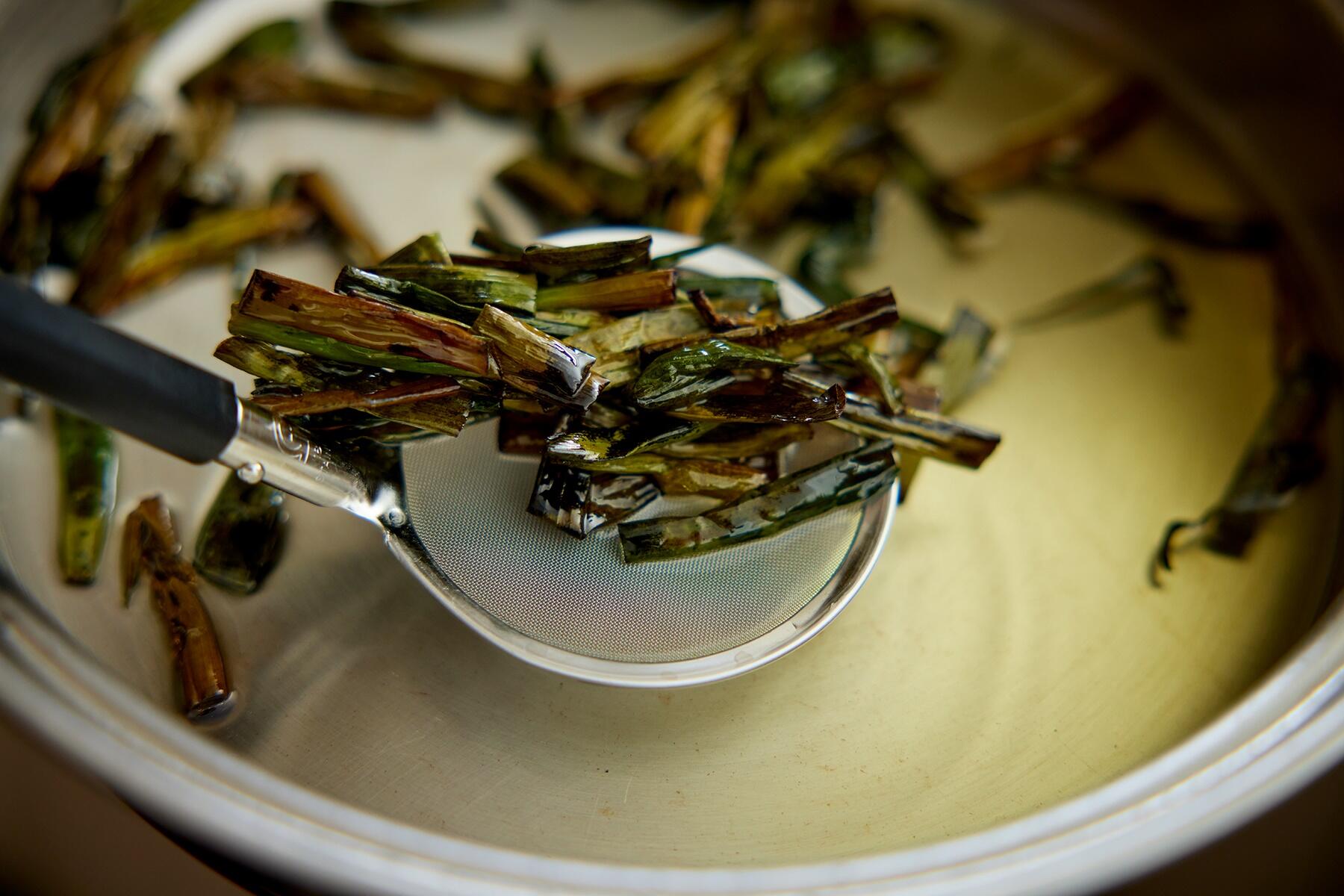 ねぎを取り除く