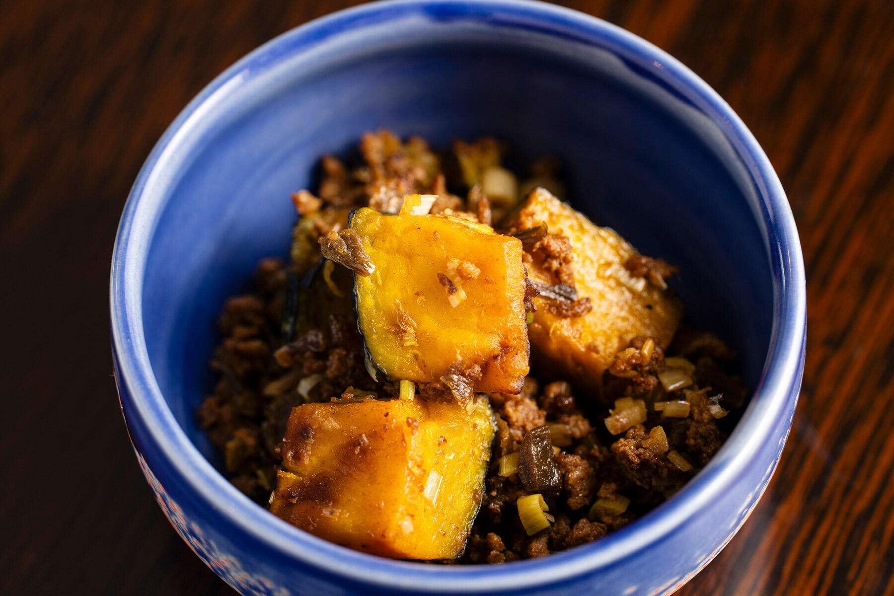 5品目「かぼちゃの四川風炒め」。