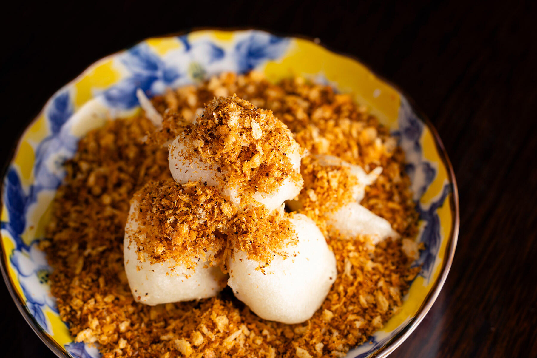 13品目「ゴマフグの白子揚げ 香港漁師風炒め」