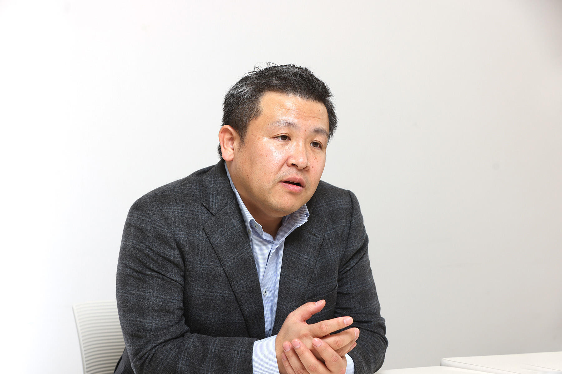 北米産牛肉の利点を語る辻田英雄さん。