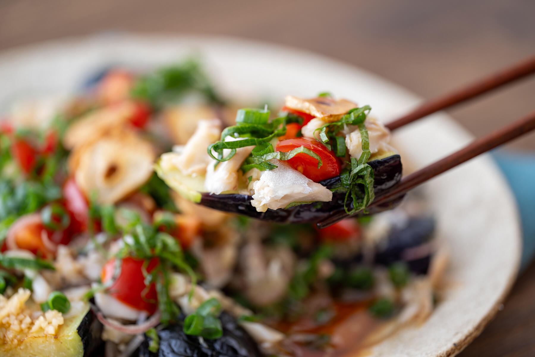 余った“アジの干物”は“なすのタタキ”でご馳走になる！