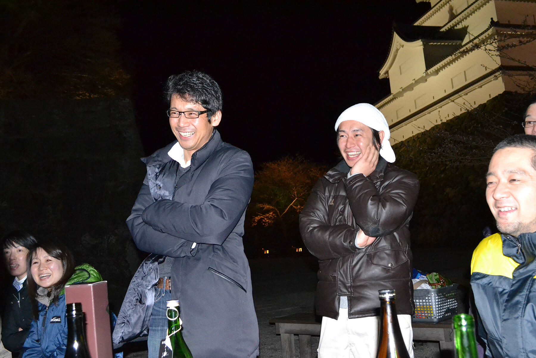 右から「磐城壽」鈴木大介さん、「写楽」宮森義弘さん、廣木さん、「泉屋」女将の佐藤啓江さん