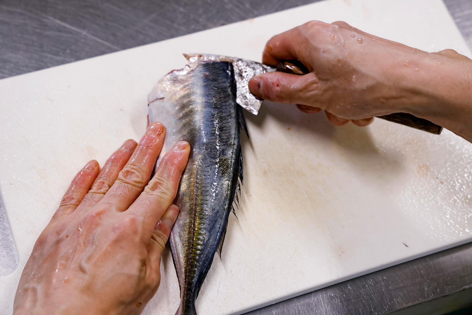 背側に包丁を入れる