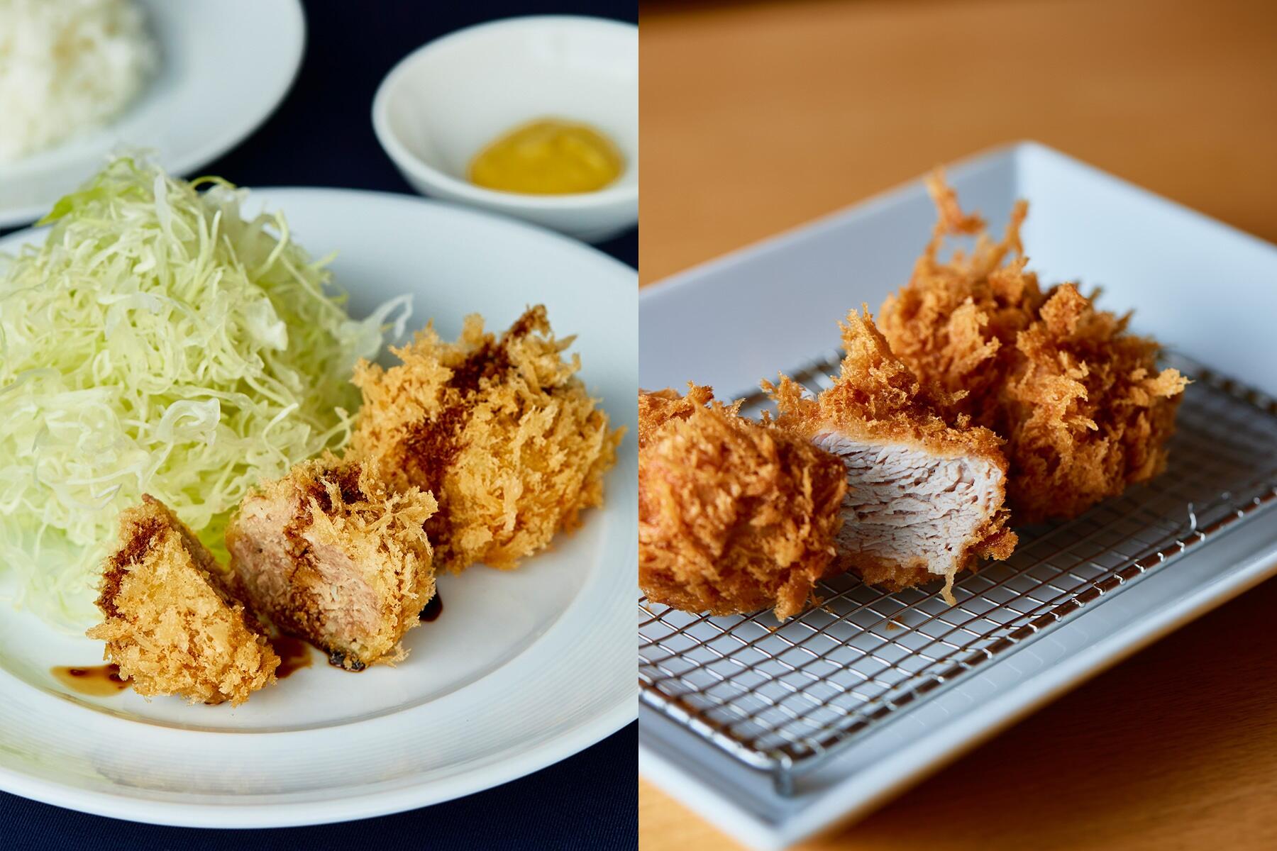 「目白 旬香亭」のメンチカツと「ポンチ軒」の一口ヒレカツの合い盛り 1,100円