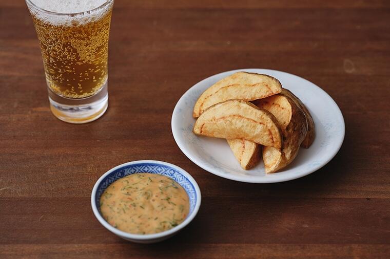 ディルと豆板醤のソースで食べる