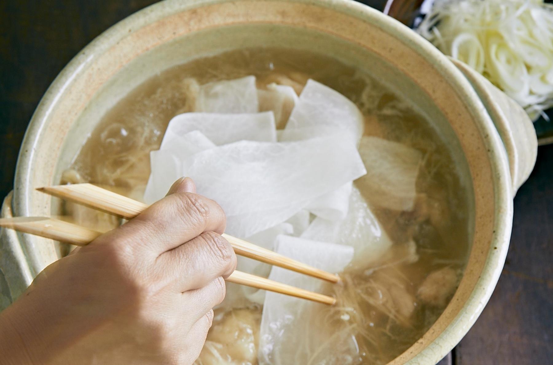 ひらひら大根と鶏肉のとろみ鍋