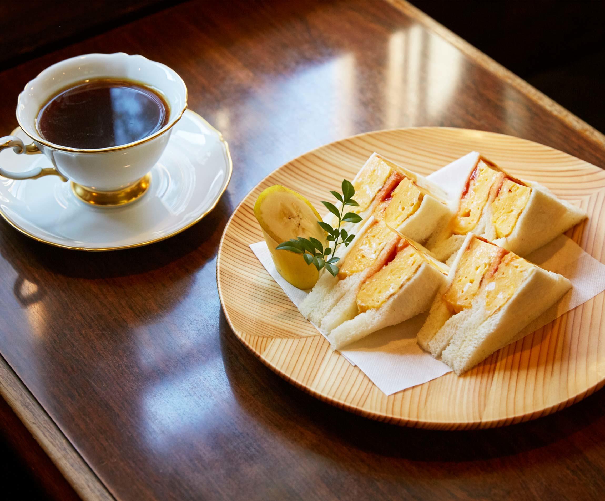 「珈琲蘭館」のエッグサンドと、珈琲。